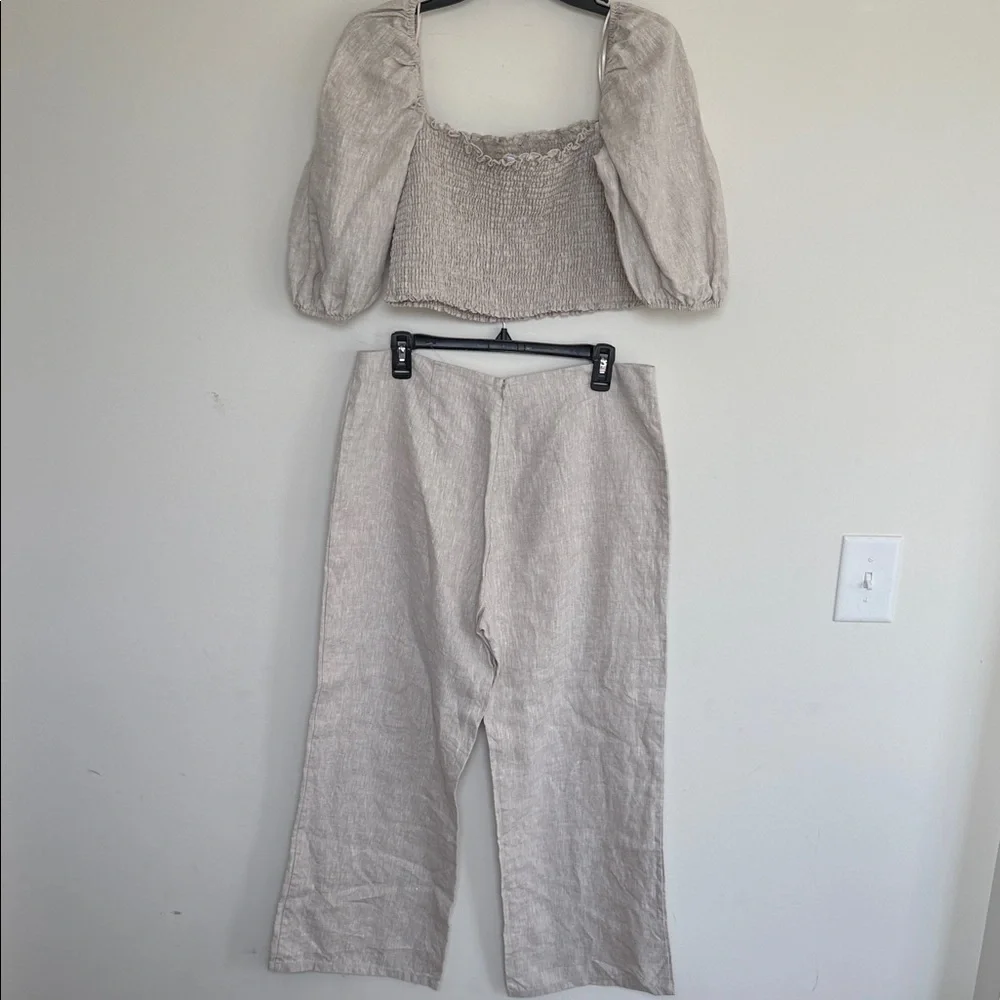 Reformation 100% Linen Elegant Cream Women's Pants & Jumpsuit Set